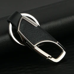 1Pc Universal Men Fashion Creative Car Metal Leather Keyring Charms Keychain Pendant Key Rings Stylish Car Interior Accessories