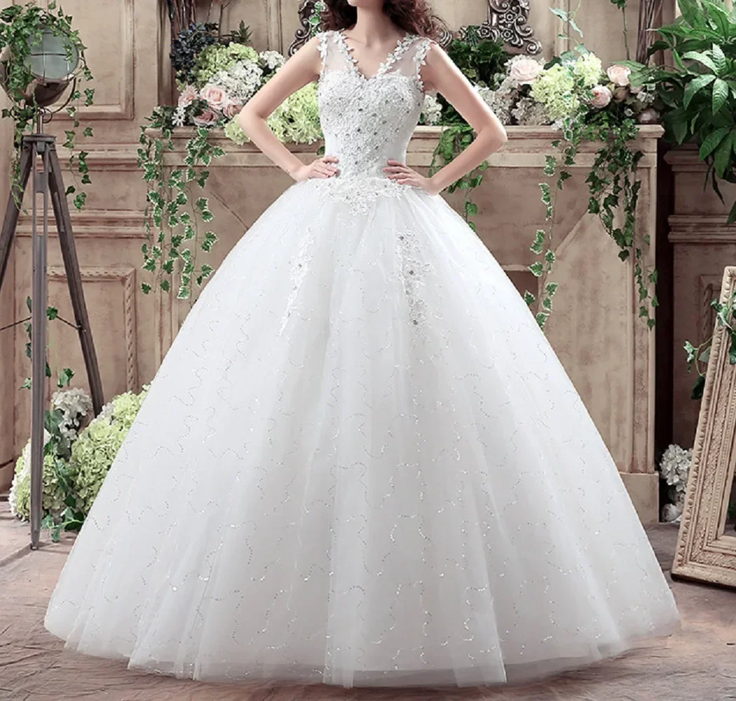 

A-Line Elegant Vintage Wedding Dresses Sweetheart Sleeveless Vestido De Novia Beaded Appliques Bride Dress