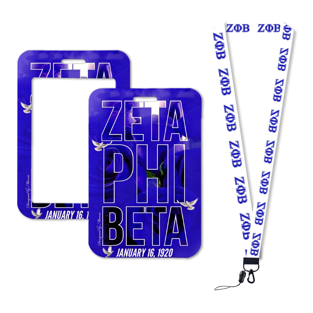 Plastic Card Holders Zeta Phi Beta Sorority ZFB Sorority Keychain Work Card Bus Access Women Card Holder PVC Keychains