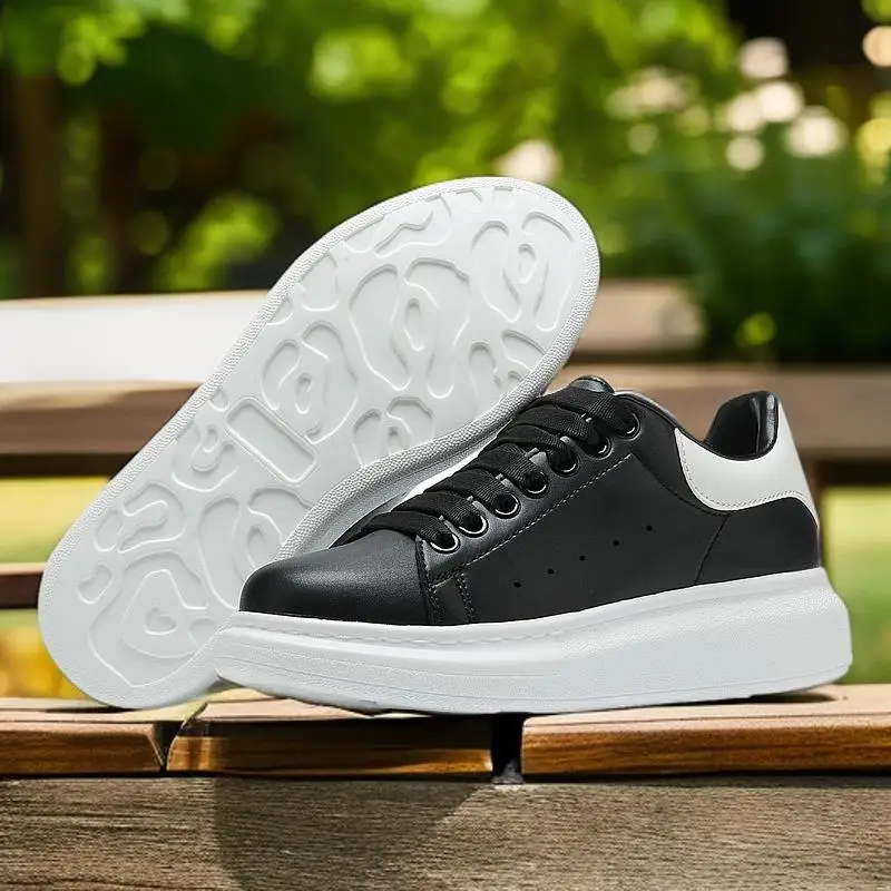 

Little white shoes genuine leather breathable versatile color matching thick sole heightening couple fashion casual shoes
