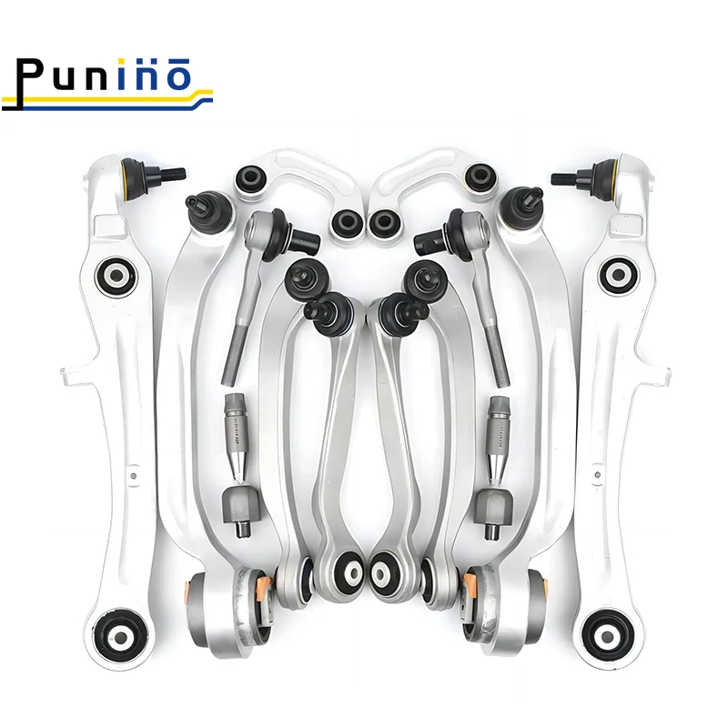 Punino 14 Pieces Front Axle Suspension Control Arm Ball Joint Stabilizer Link Tie Rod End Kits For Audi A8 D3 2002-2010