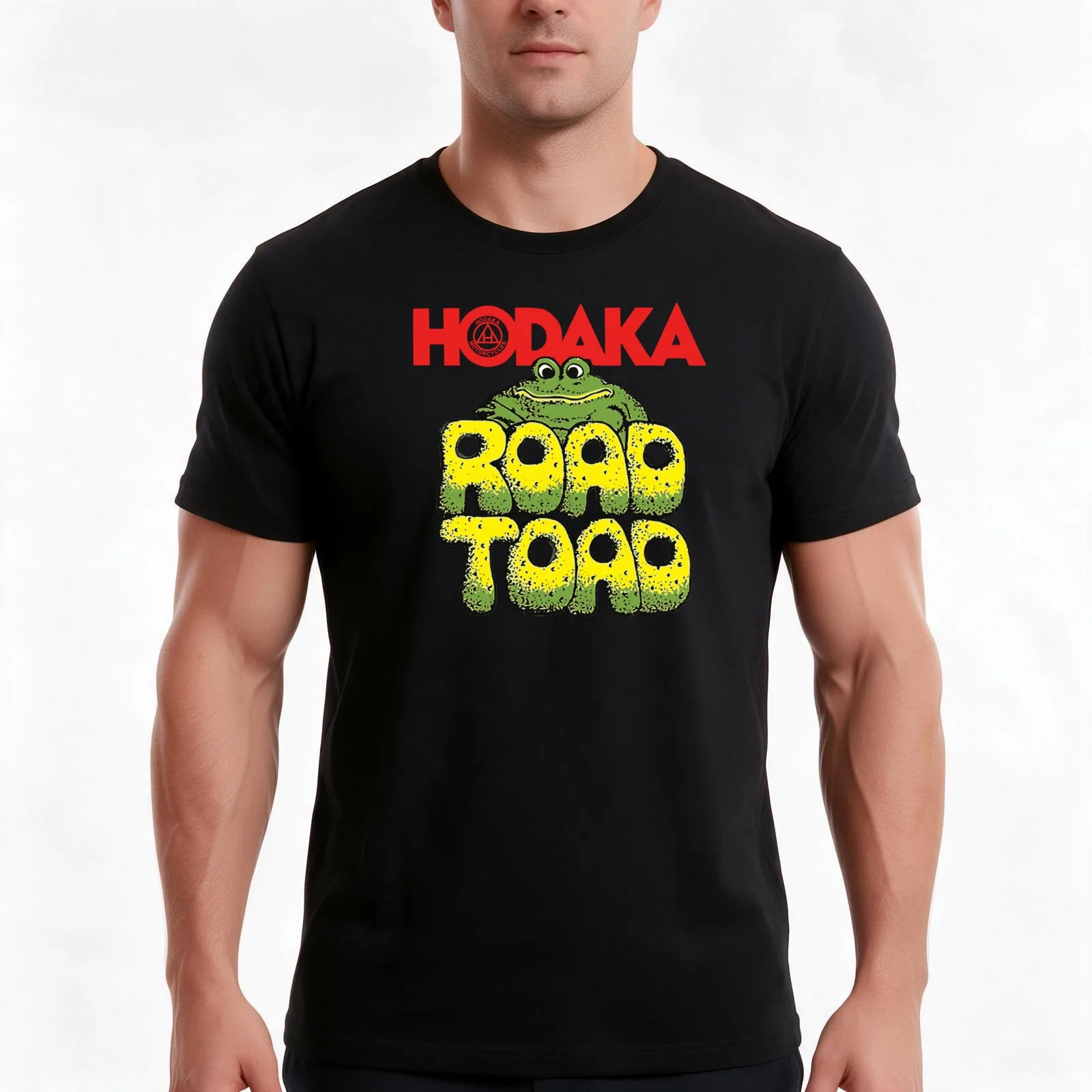 Hodaka Road Toad T-Shirt, Summer Casual Cotton Tee, Oversized Streetwear Tops, Vintage Graphic Print, Loose Fit Short Sleeve