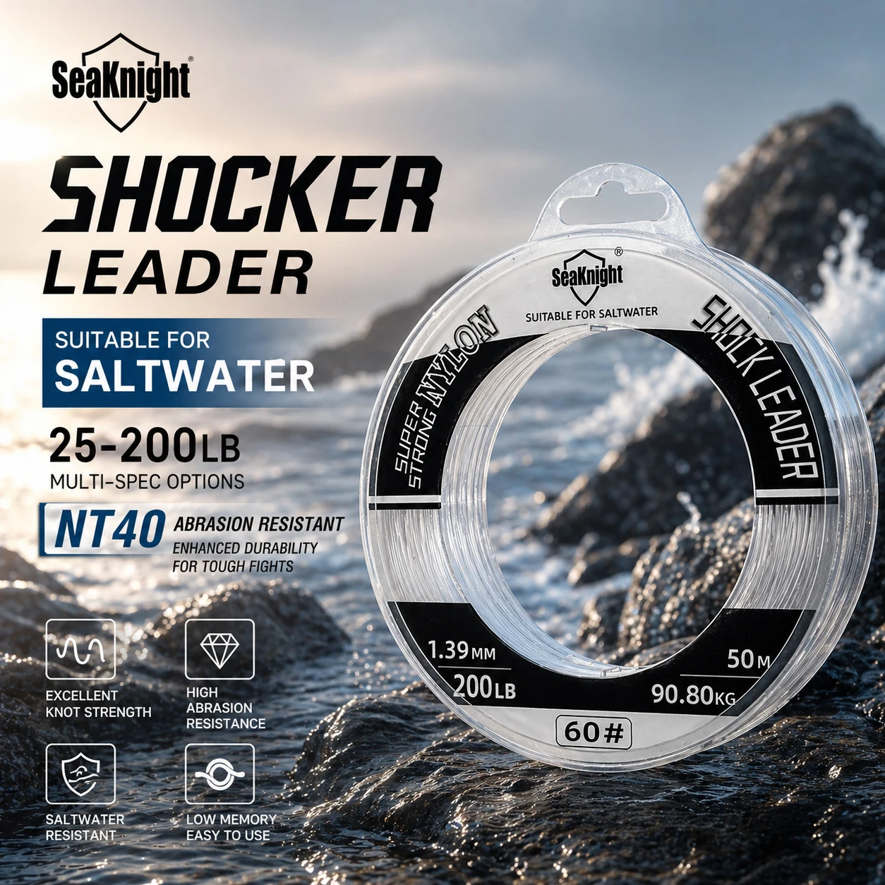 Linha Pesca Nylon SeakNight NT40 100M Super Forte