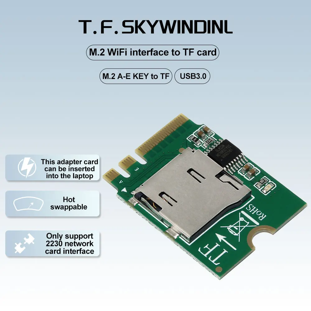 

M.2 A E key to Micro SD/SDHC/TF supports hot-swappable card reader, Mini PC/laptop/industrial USB3.0 adapter
