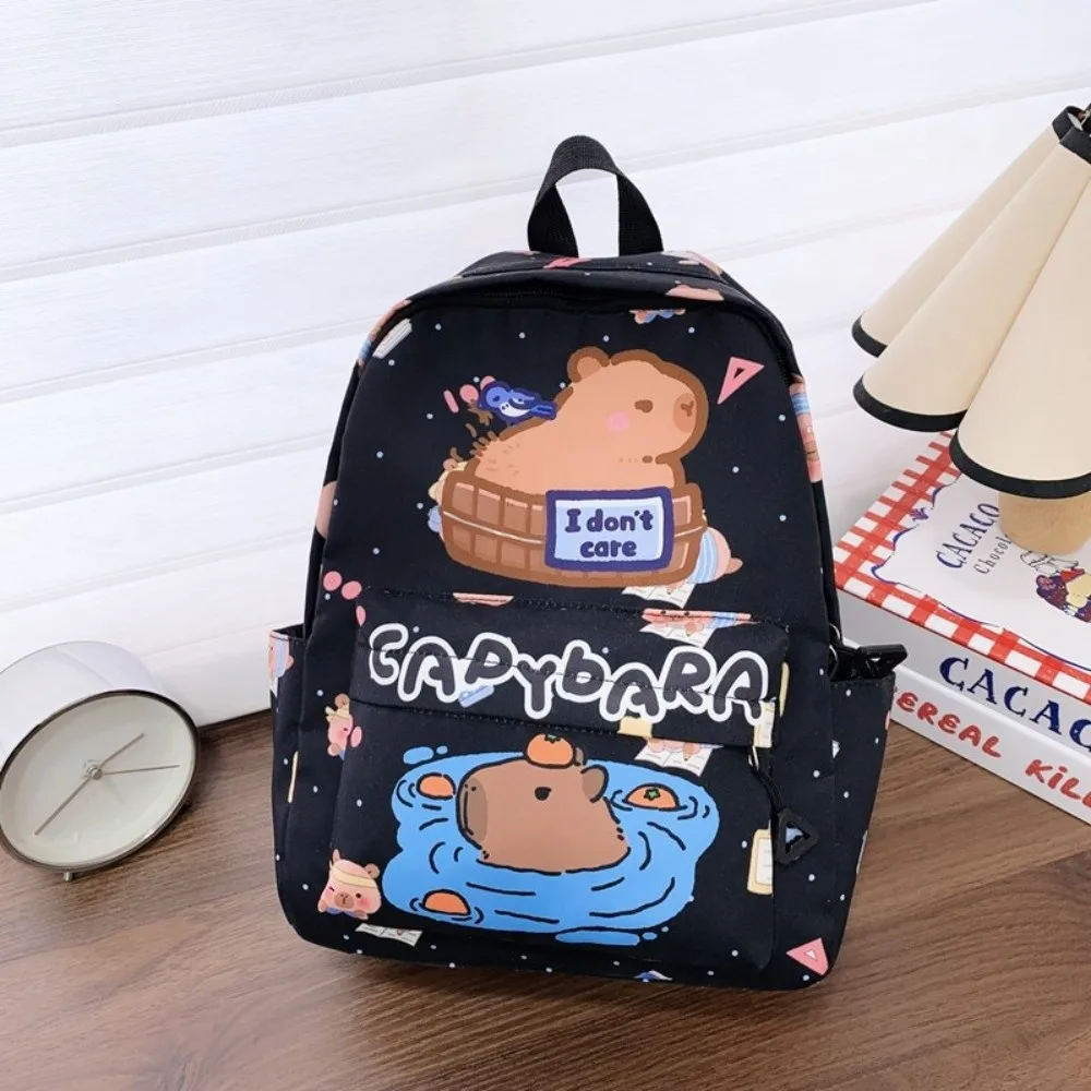 Cute Cartoon Capybara Backpack Large Capacity Breathable Student Schoolbag Ultra-light Nylon Book Bag