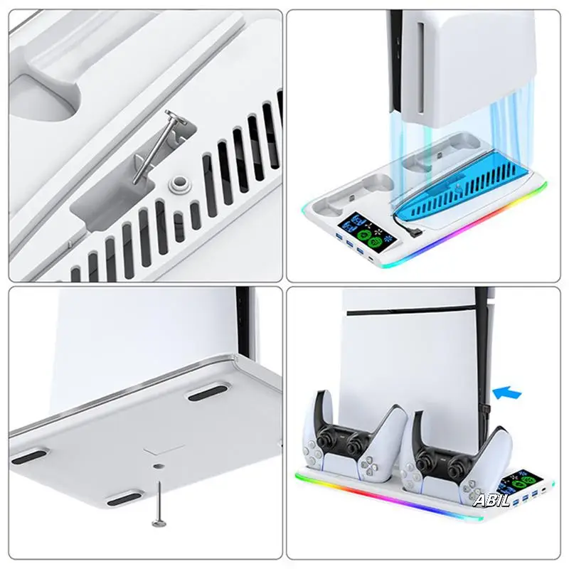 

Game Cooling Stand For Sony PS5 Slim Pro Console Support Base Holder Cooler Fan RGB Gaming Accessories