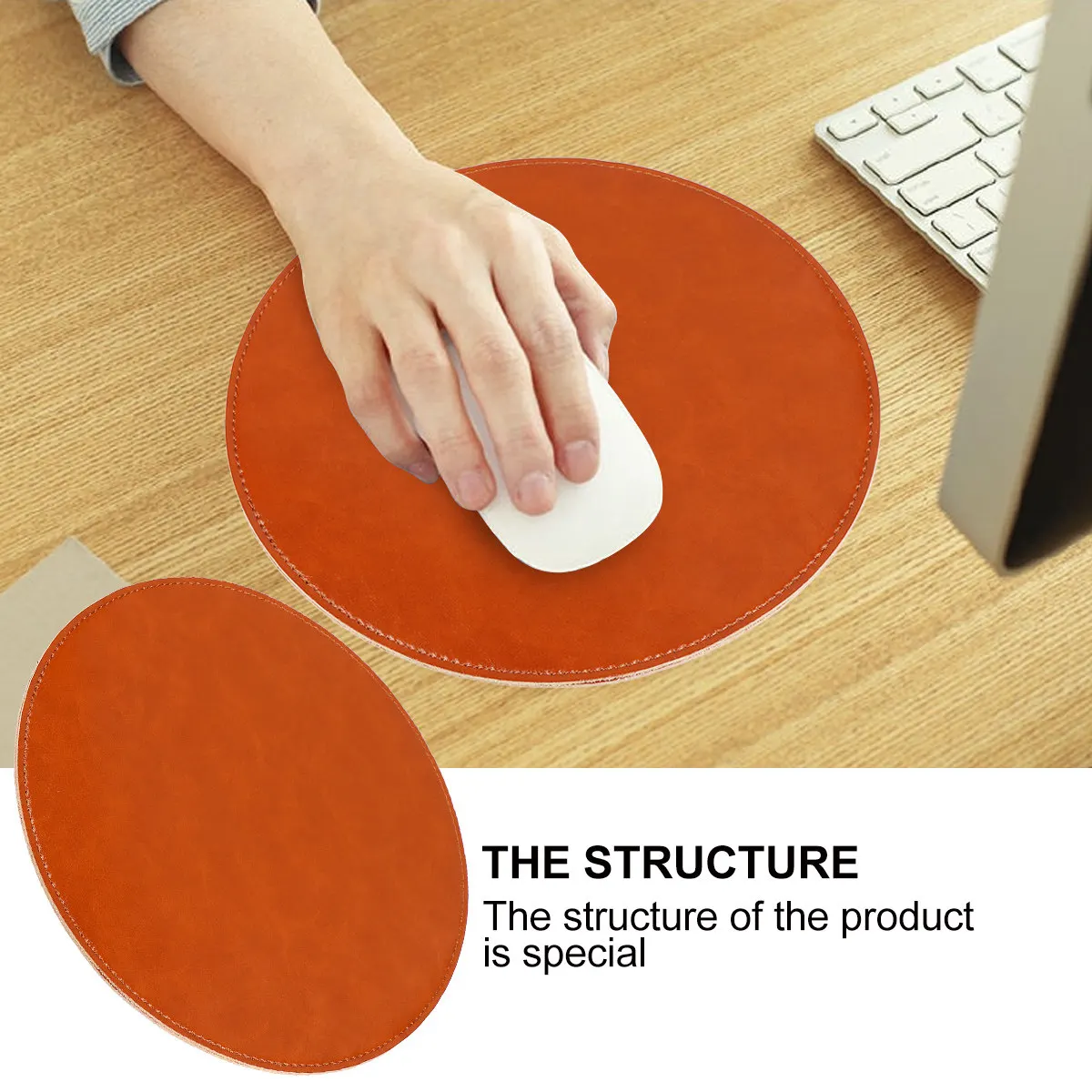 

Circular Microfiber Mouse Mat Light Brown Double-Sided Unique Attractive Soft No Deformation for Smooth Precise Control