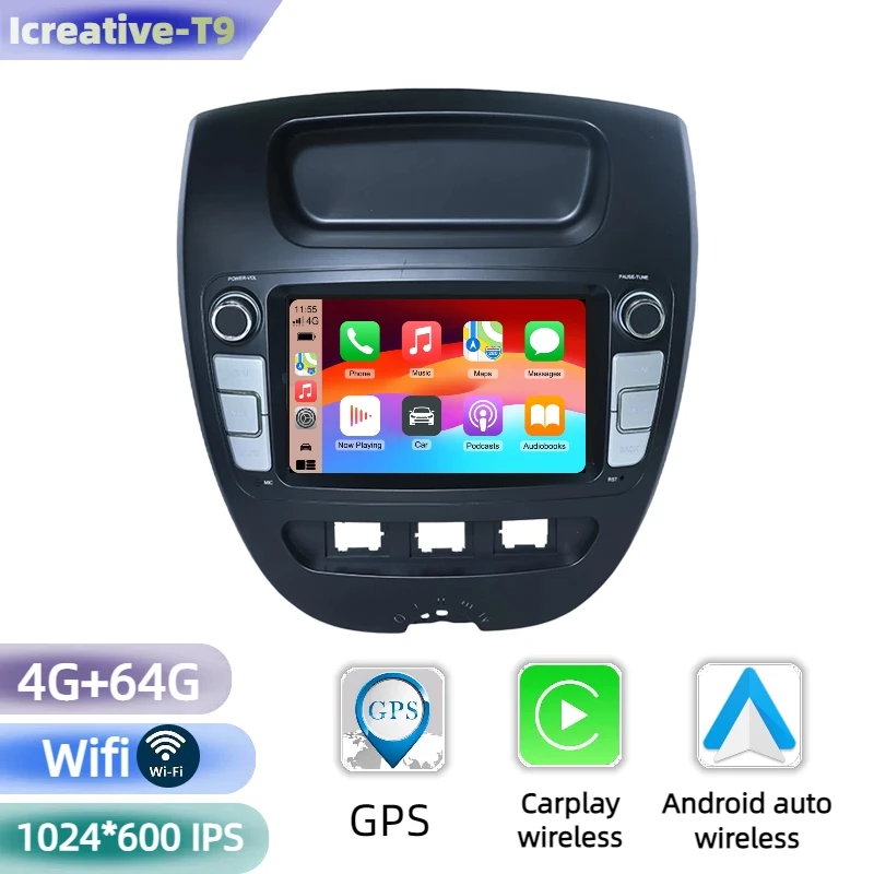 Autoradio Android voor Peugeot 107 2005-2014 voor Citroen C1 2005-2014 7 "Multimedia Carplay Autoradio 2din Stereo Navigatie GPS