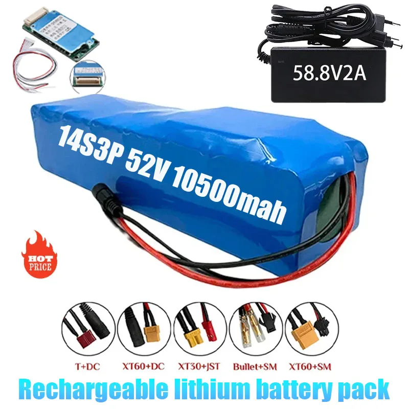 

52V 14S3P 30Ah 10500mAh 18650 1000W Lithium Battery Pack Suitable for Balance Cars, Electric Scooters, Tricycles with Charger