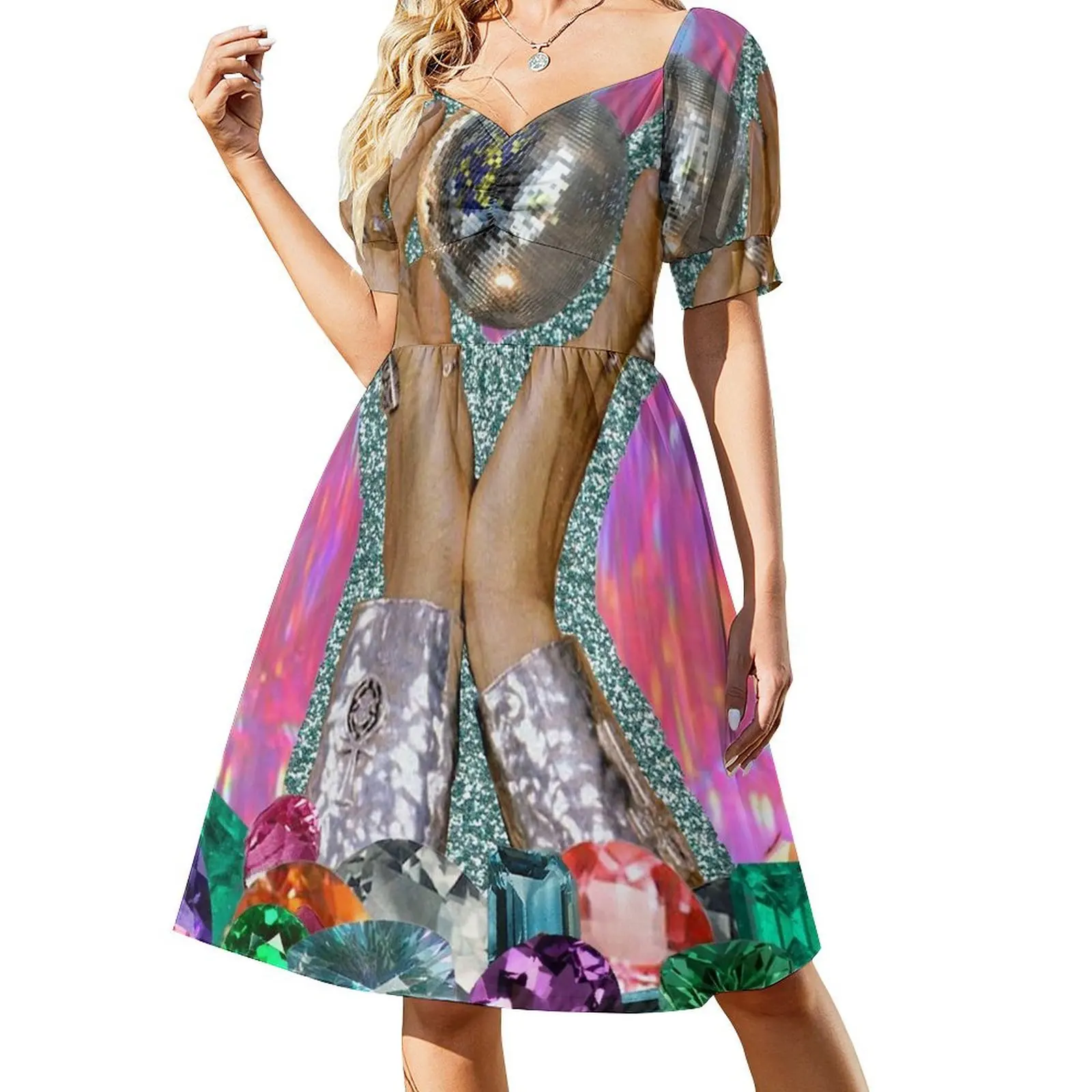 

Power of Disco // Magic Discoball Short Sleeved Dress women formal occasion dresses Dress