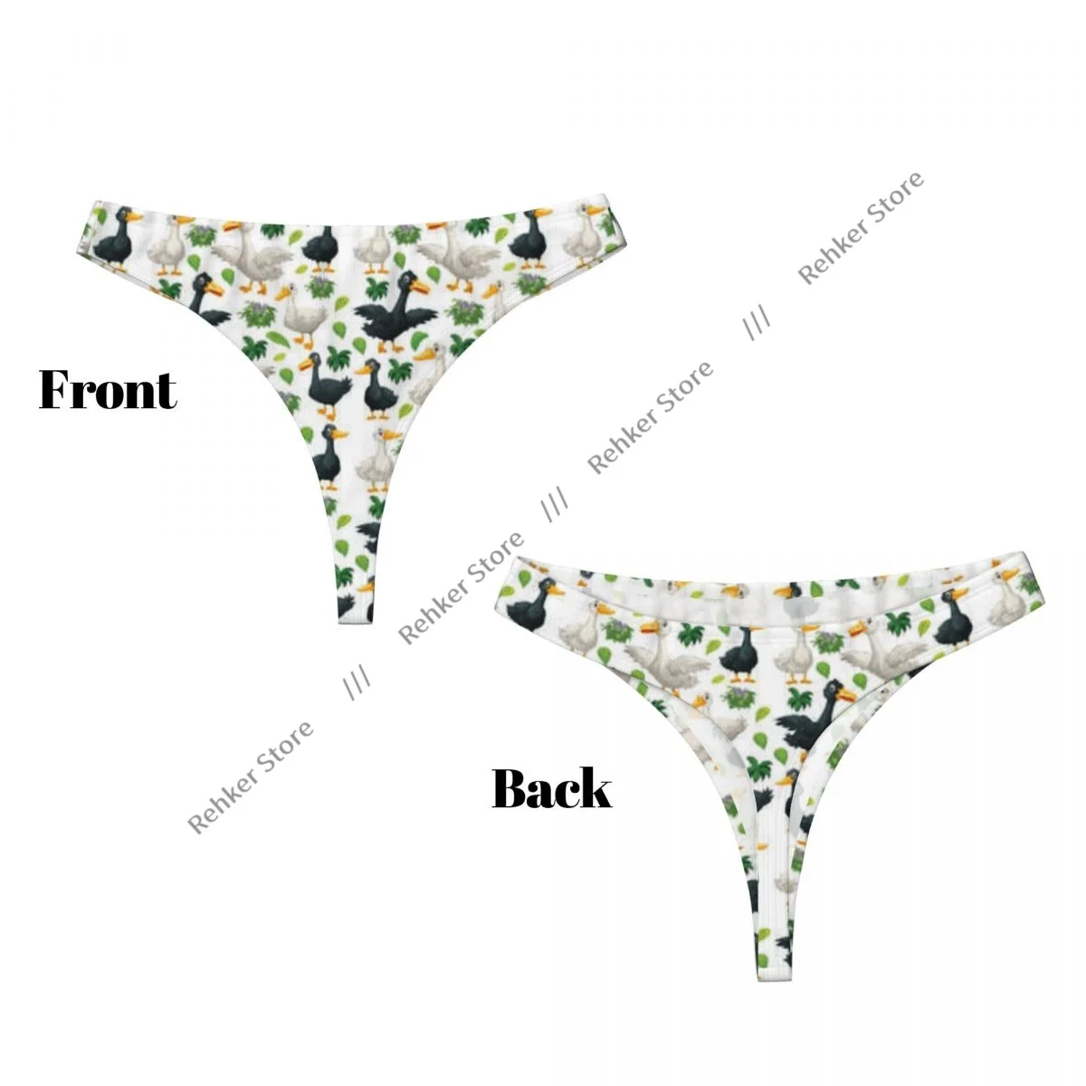Thongs For Women V Waist G-String Panties Cute Animals Cartoon Background Underwear Breathable Underpants