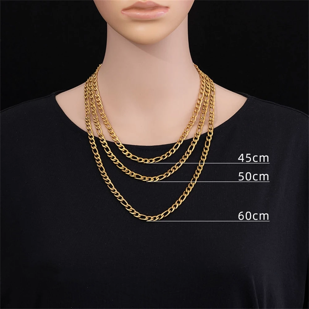 5 mm Edelstahl Figaro-Kettenhalskette für Männer, silberfarben, einfache Kettenhalskette für Frauen, Hip-Hop-Schmuck, Party-Accessoires – Detail 5