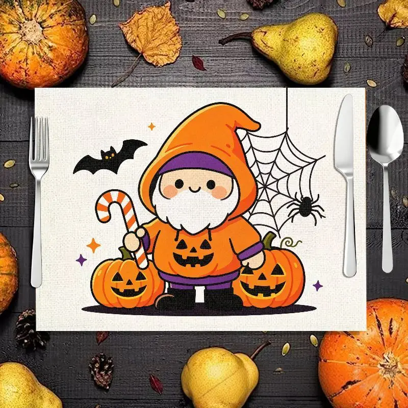 VIKAMA 2/4/6pcs Halloween Placemat Goblin Skeleton Hand Bat Pumpkin Placemat Dining Table Party Decoration