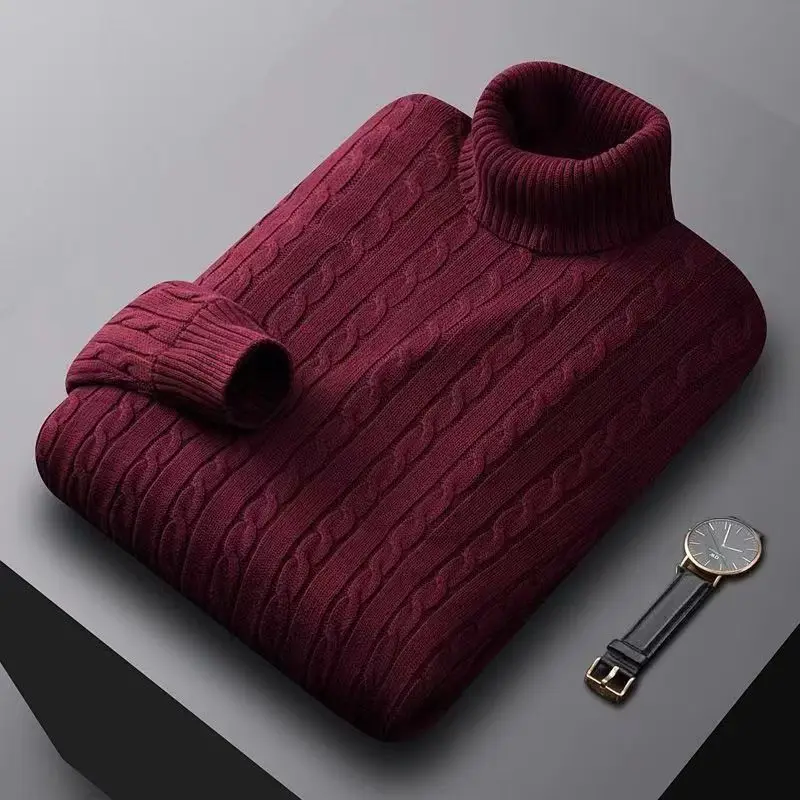 

2026 Men's sweater slim fit versatile optional warm soft sticky high neck autumn winter handsome new knitted clothing Pullovers