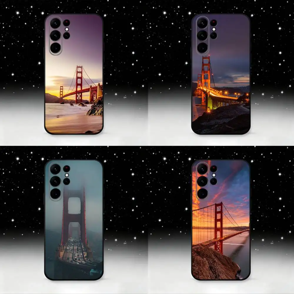 

USA Golden Gate Bridge Phone Case For Samsung S25,S24,S21,S22,S23,S30,Ultra,S20,Plus,Fe,Lite,Note,10 Black Soft Shell
