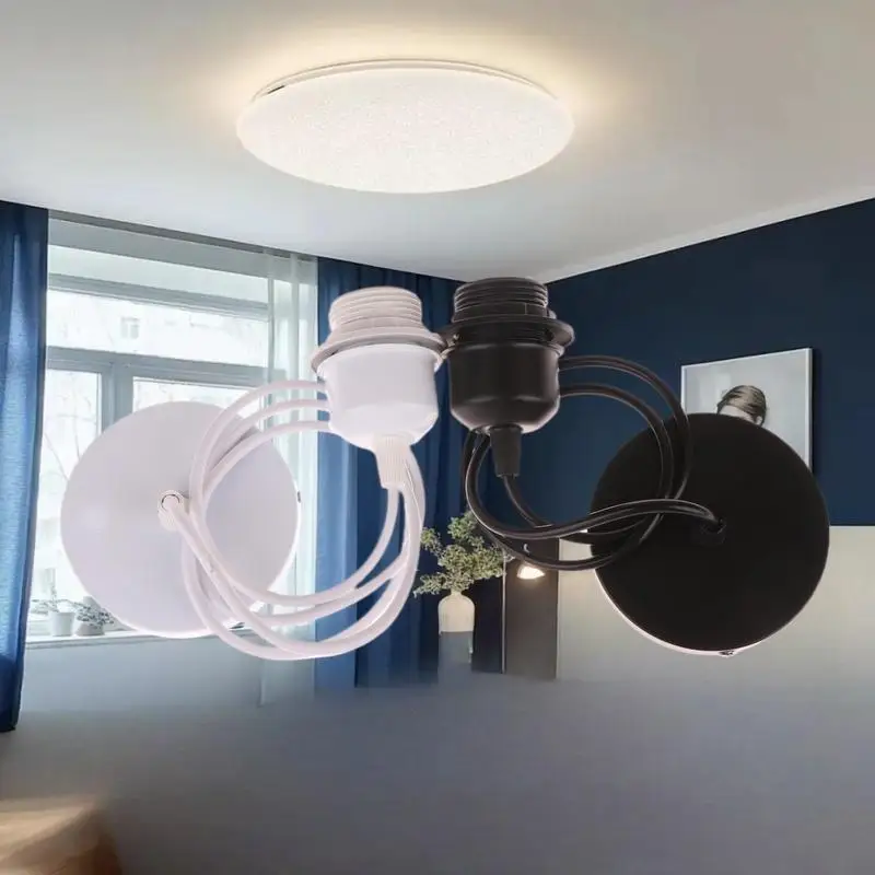 Nordic Design Half Teeth Lampshade Base with E27 Socket, Vintage Pendant Light Kit, Adjustable Cables Included