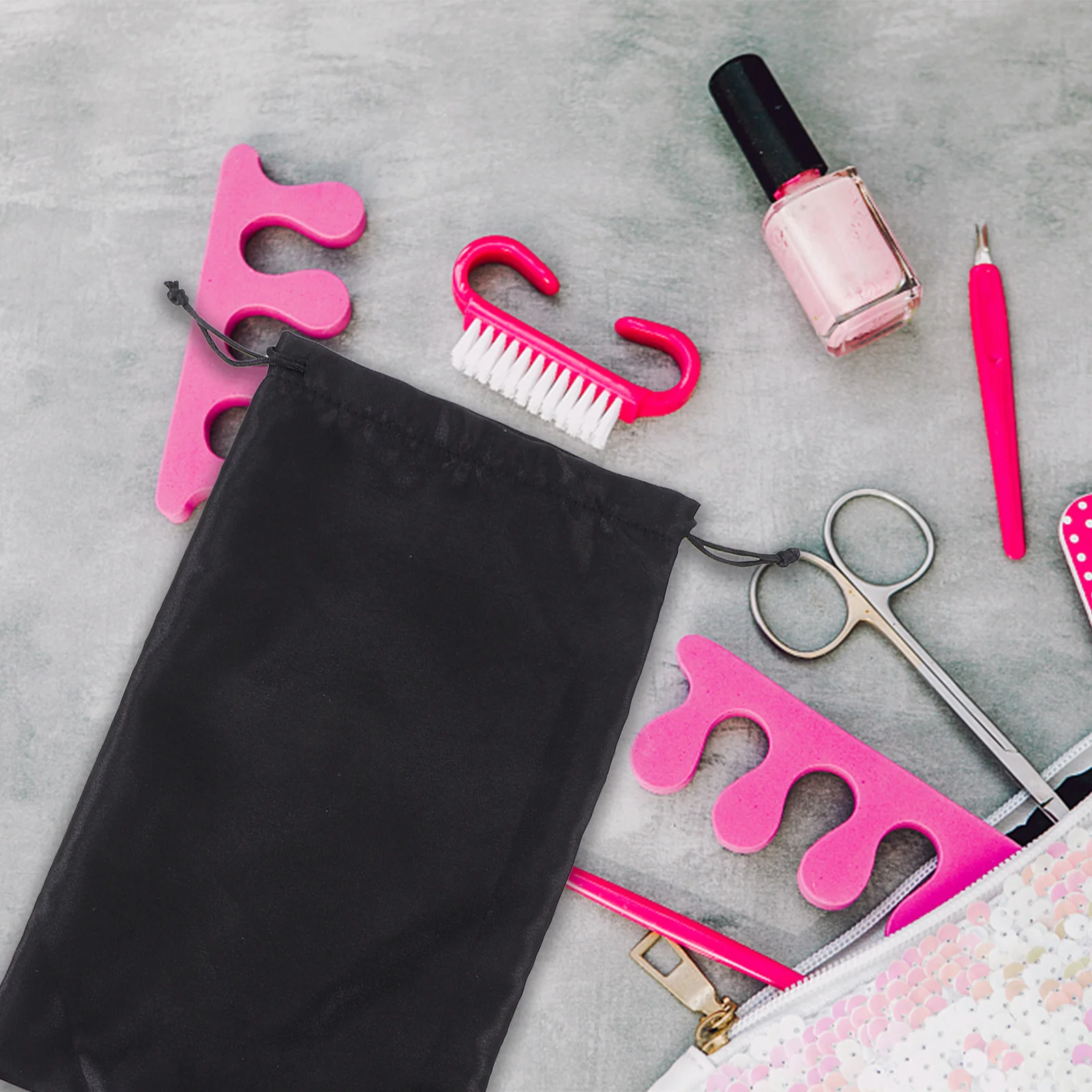 

6Pcs Smooth Satin Pouches Drawstring Closure for Hair Extensions Bundles Storage Bag Travel Carry Case Styling Tools