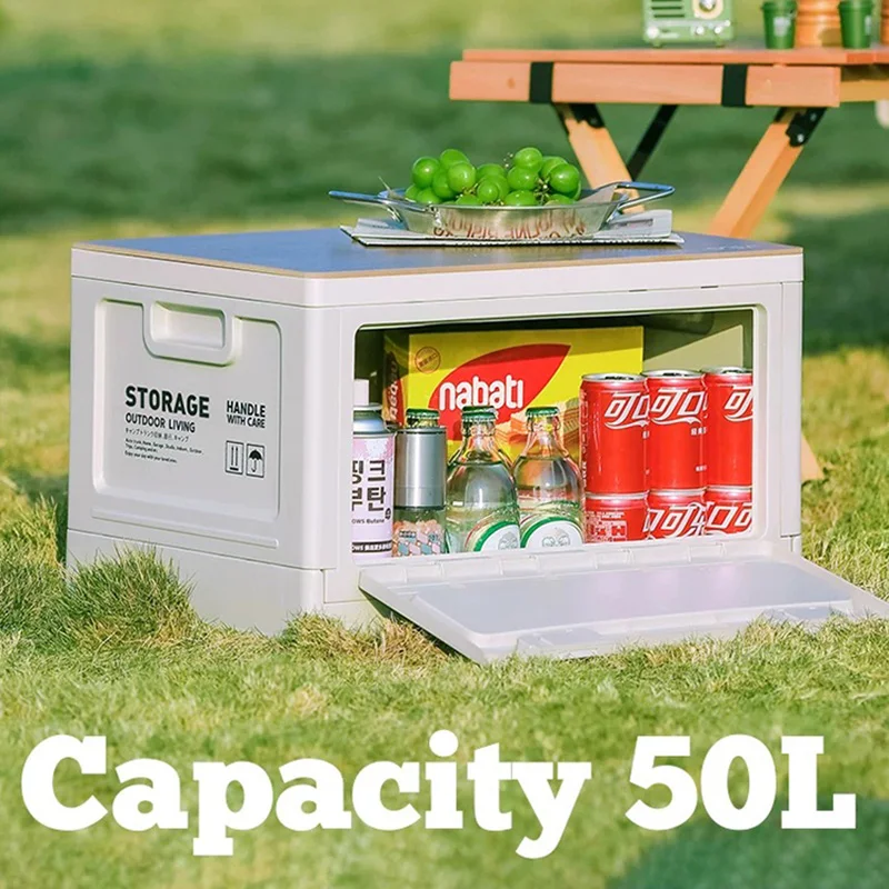 Outdoor Storage Box Camping Folding Box Camping Organizer Car Trunk Wooden Lid Industrial Air Storage Box