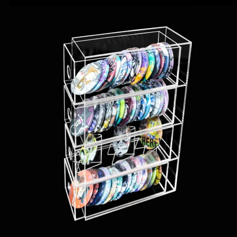 Acrylic Badge Drawer Storage Box, Clear Pull-Out Compartment Organizer, Display Rack for Anime Kpop Collectibles Desktop Decor