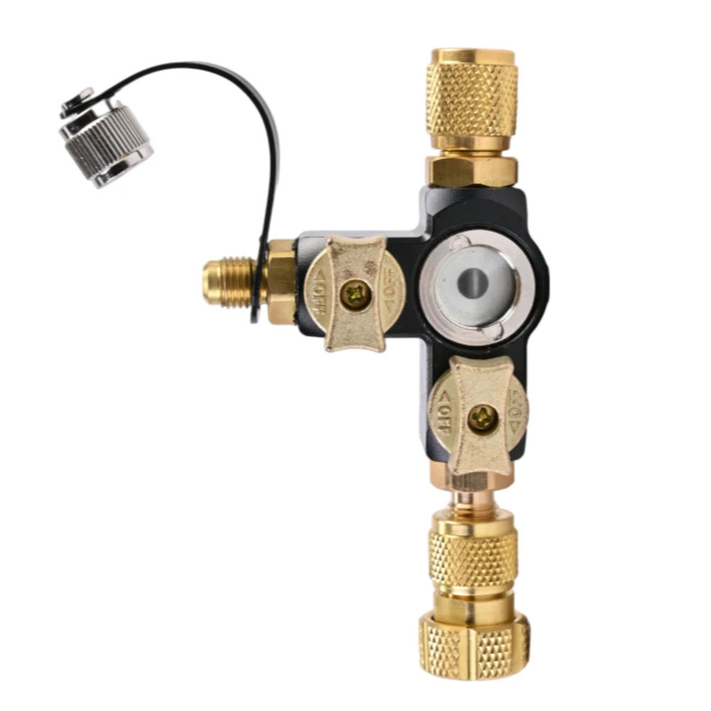 

1/4 Inch Valve Core Removal Tool Dual Valve With Sight Glass For HVAC Tools Vacuum-Rated Valve Core Removal Disassembly Tool