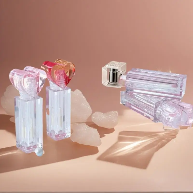 1 قطعة أنبوب ملمع الشفاه الفارغ القابل لإعادة الملء 3.5 مللي مستحضرات التجميل لطيف على شكل قلب واضح فرشاة كبيرة ملمع الشفاه أنابيب التعبئة والتغليف الحاويات #2