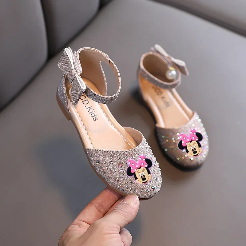 

Сандалии с Минни, новая весенняя повседневная обувь для девочек, танцевальная обувь принцессы, детские тапочки с Микки Маусом