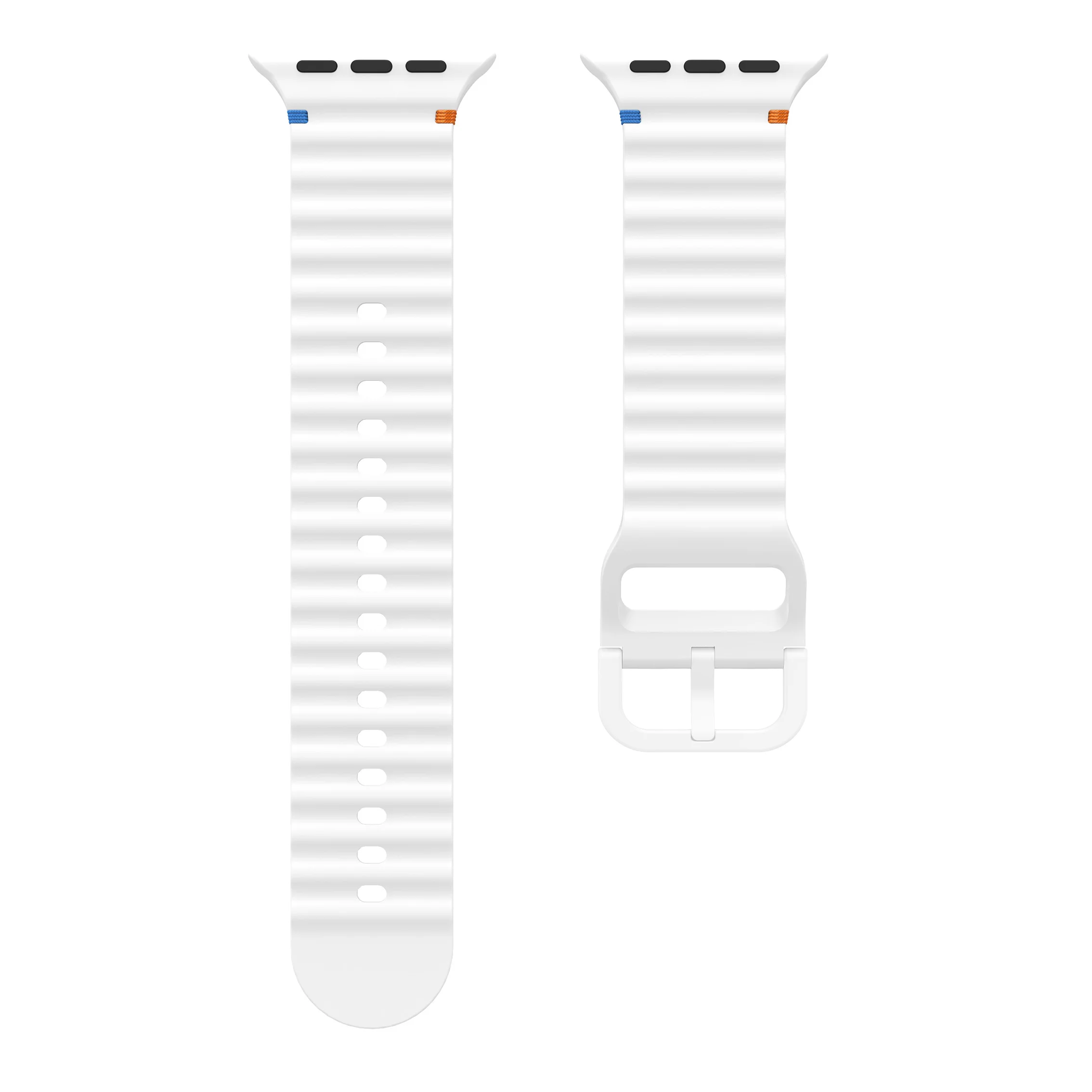 Wellenförmig genähtes Silikonarmband für Apple Watch 12 11 10 46mm 42mm Ultra 4/3/2 49mm Armband iWatch 9 8 SE 45mm 41mm 44mm Band – Detail 6