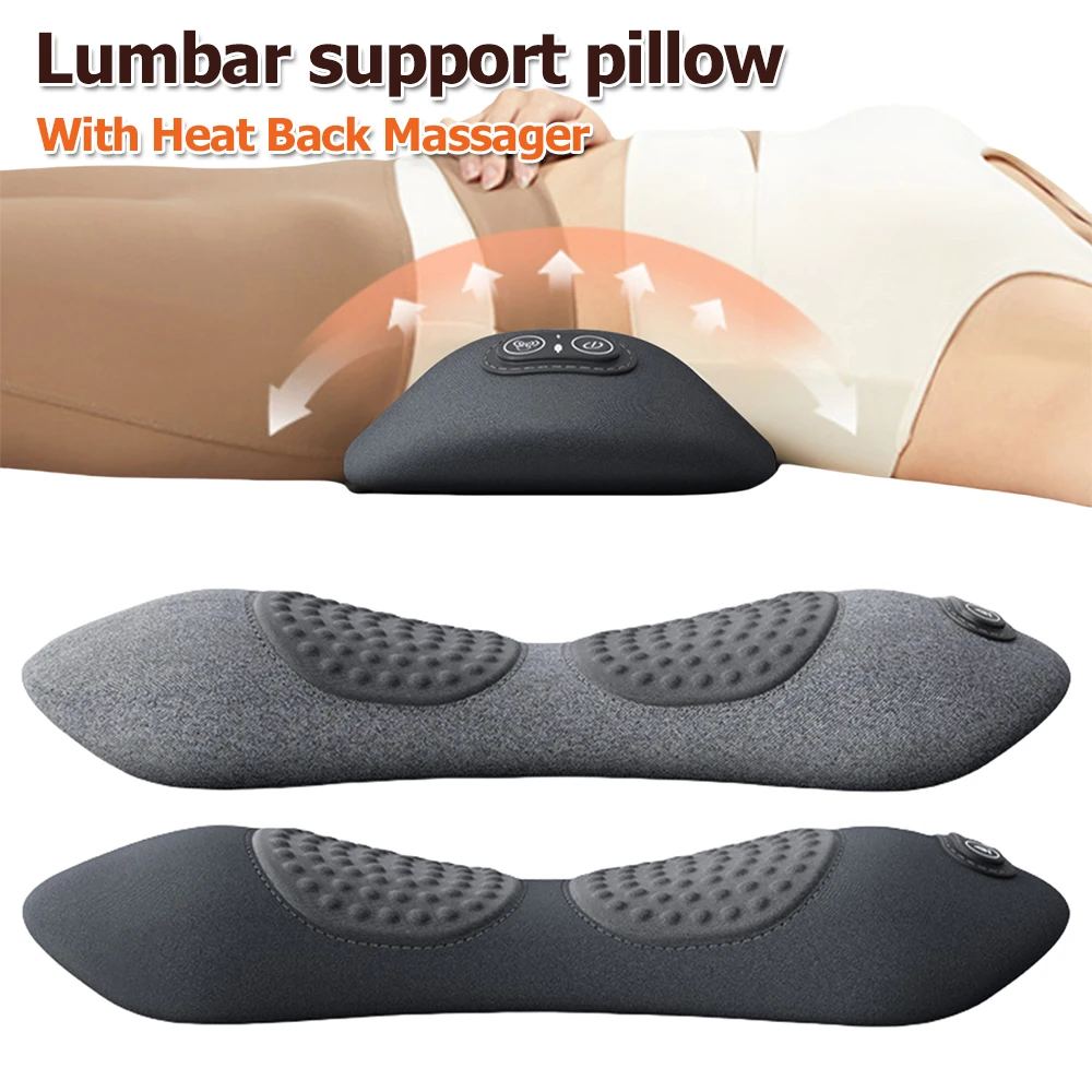 

3in1 Electric Lumbar Support Pillow Adjustable Height Heat Memory Foam Back Support Pillow w/ Heat Waist Pillow for Lower Back