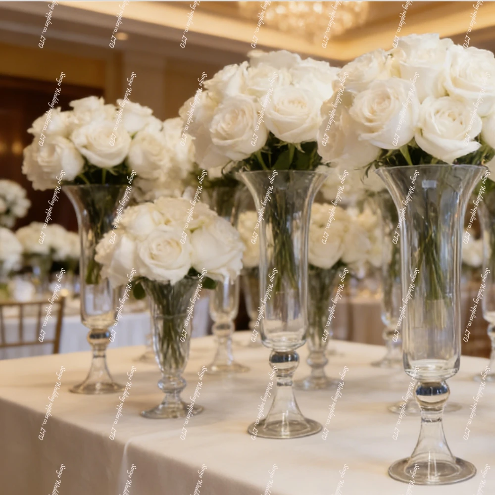 4Pcs-10Pcs,Transparent  Tabletop Nordic Tall Centerpiece Glass Clear Long Stem Cylinder Flower Vase for Centerpiece