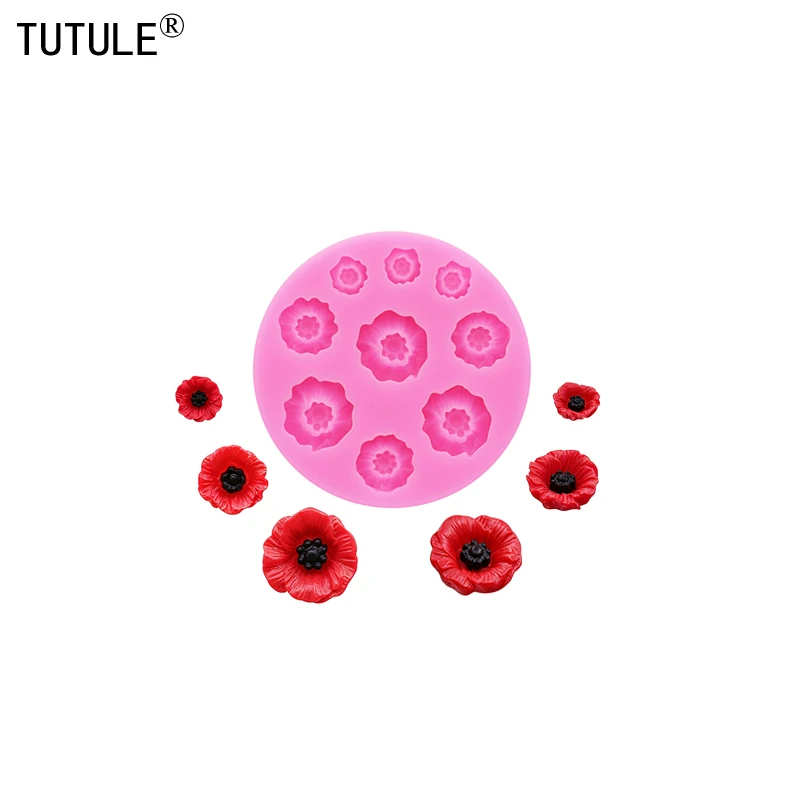 Mini Flower Silicone Mold for Chocolate, Fondant, and Cakes; Baking Mold; Poppy Flower Earrings; DIY Jewelry Accessories Mold