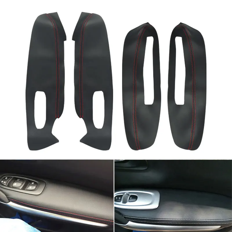 For Renault Kadjar 2016 2017 2018 Microfiber Leather Door Armrest Panel Cover 4pcs with Mount Fittings Car Interior Accessories