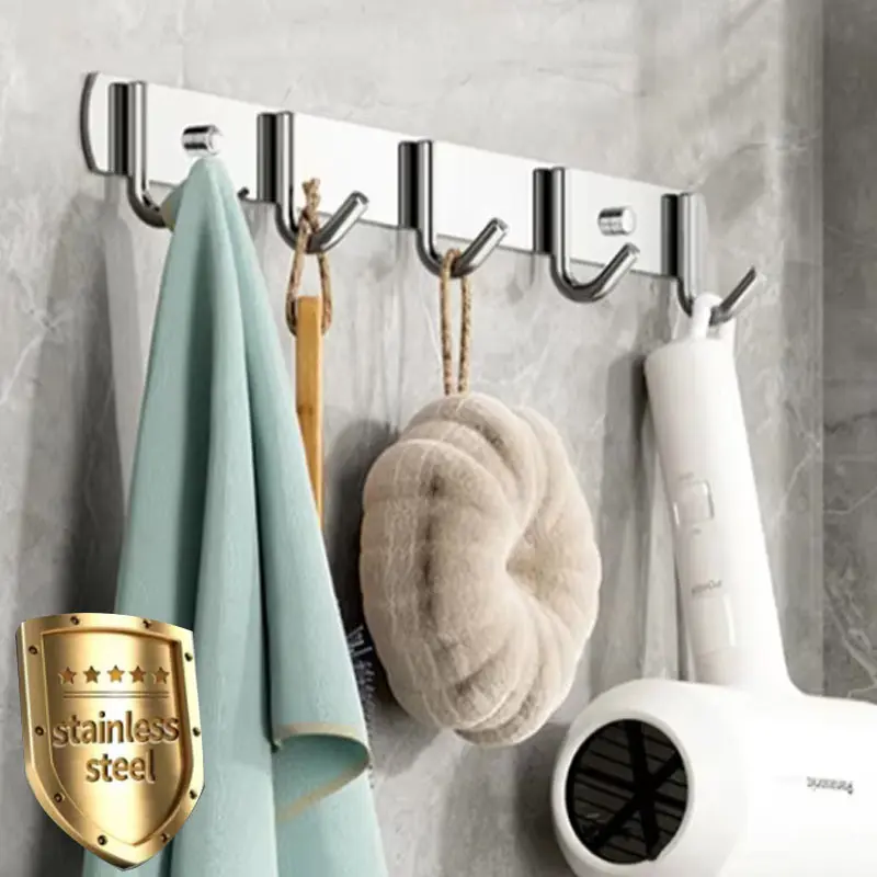 Wandhaken aus Edelstahl 304, Küchenhaken, Aufbewahrungsreihe, Hakenhalter für Badezimmer, Handtuch, Robe, Kleiderbügel