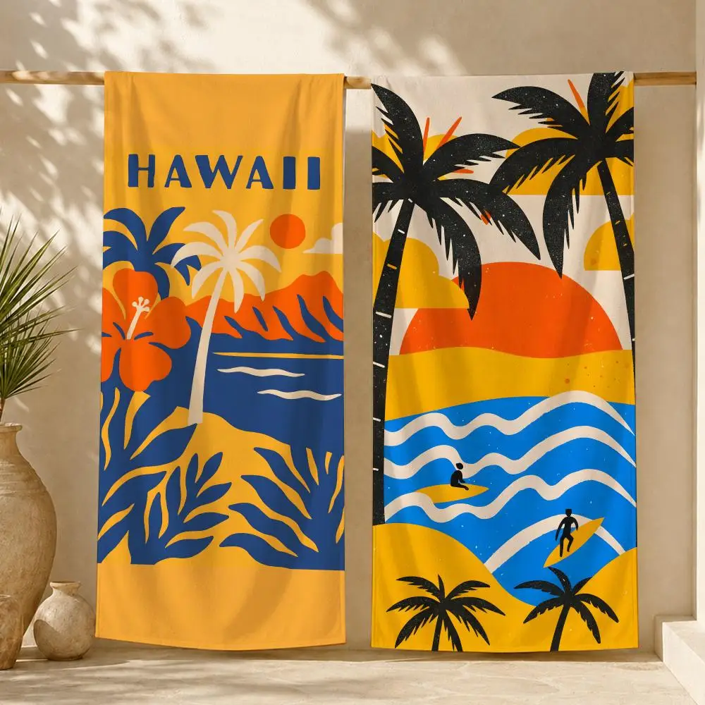 Hawaii Beach Palm Tree Towel ultra-fine fiber quick drying absorbent towel, beach swimming vacation beach towel