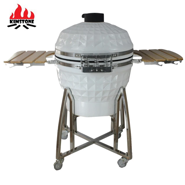 24inch KIMSTONE KimBer Series Diamond Pattern White Kamado Grill Luxury Household Using In BBQ Grill