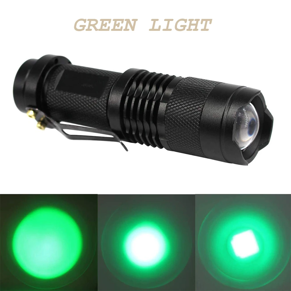 New Red/Blue/Green/White Light LED Flashlight Mini Flashlights Tactical Flashlight Hunting Flashlights 3 Modes Zoom Torch 14500