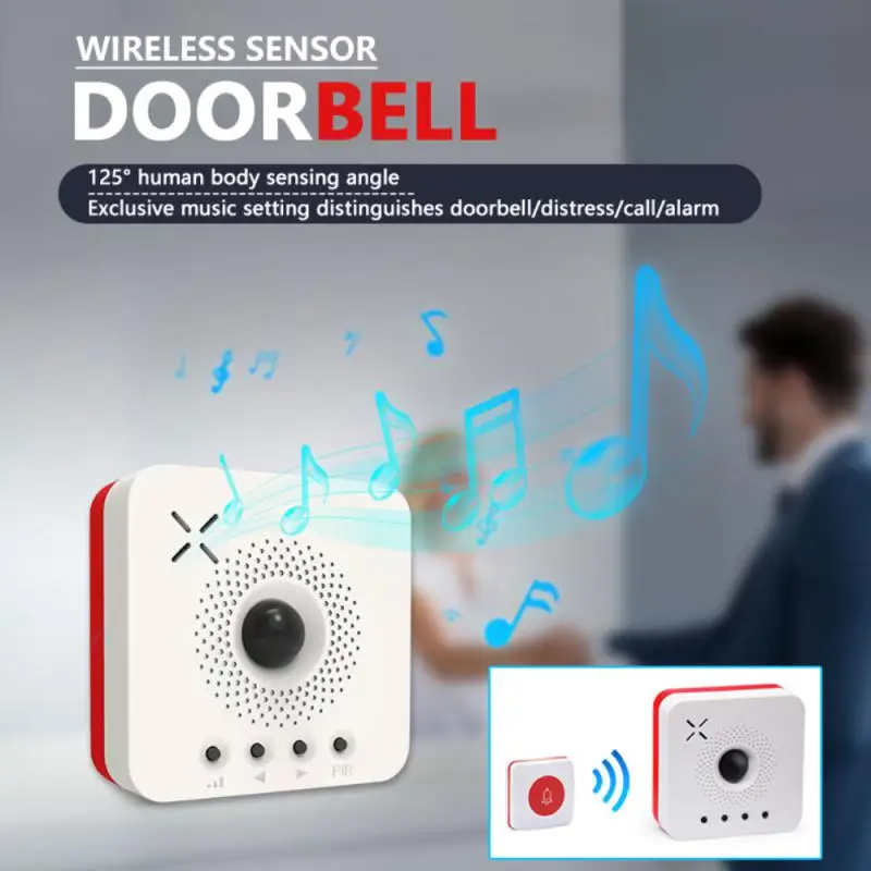 Wireless Sensor Doorbell Human Body Induction Door Bell Shop Visitor Alert Chime Alarm Burglar Doorbell for Office/Home Security