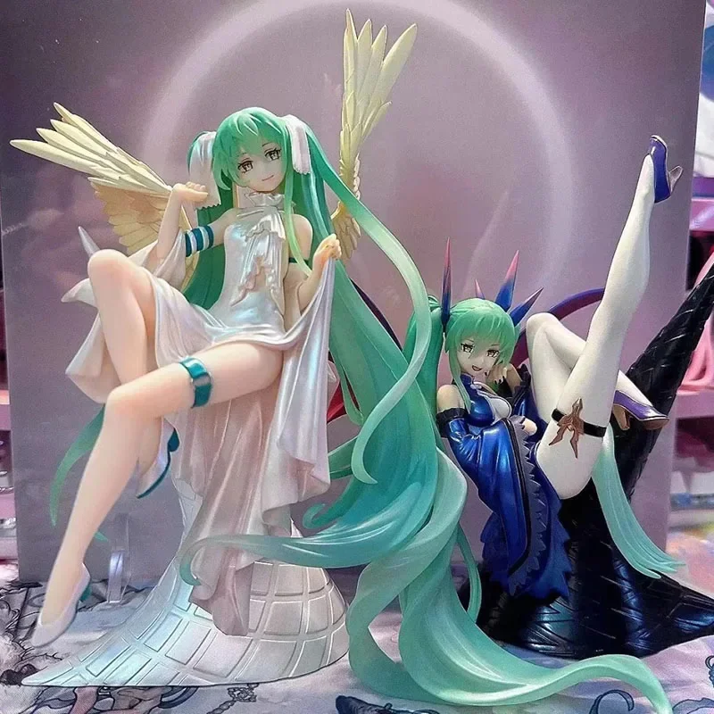 Figura de Anime Hatsune Miku de 21cm, hermoso ángel claro y oscuro, figura de acción de chica de PVC, modelo coleccionable, adornos de muñecas, regalos de juguete