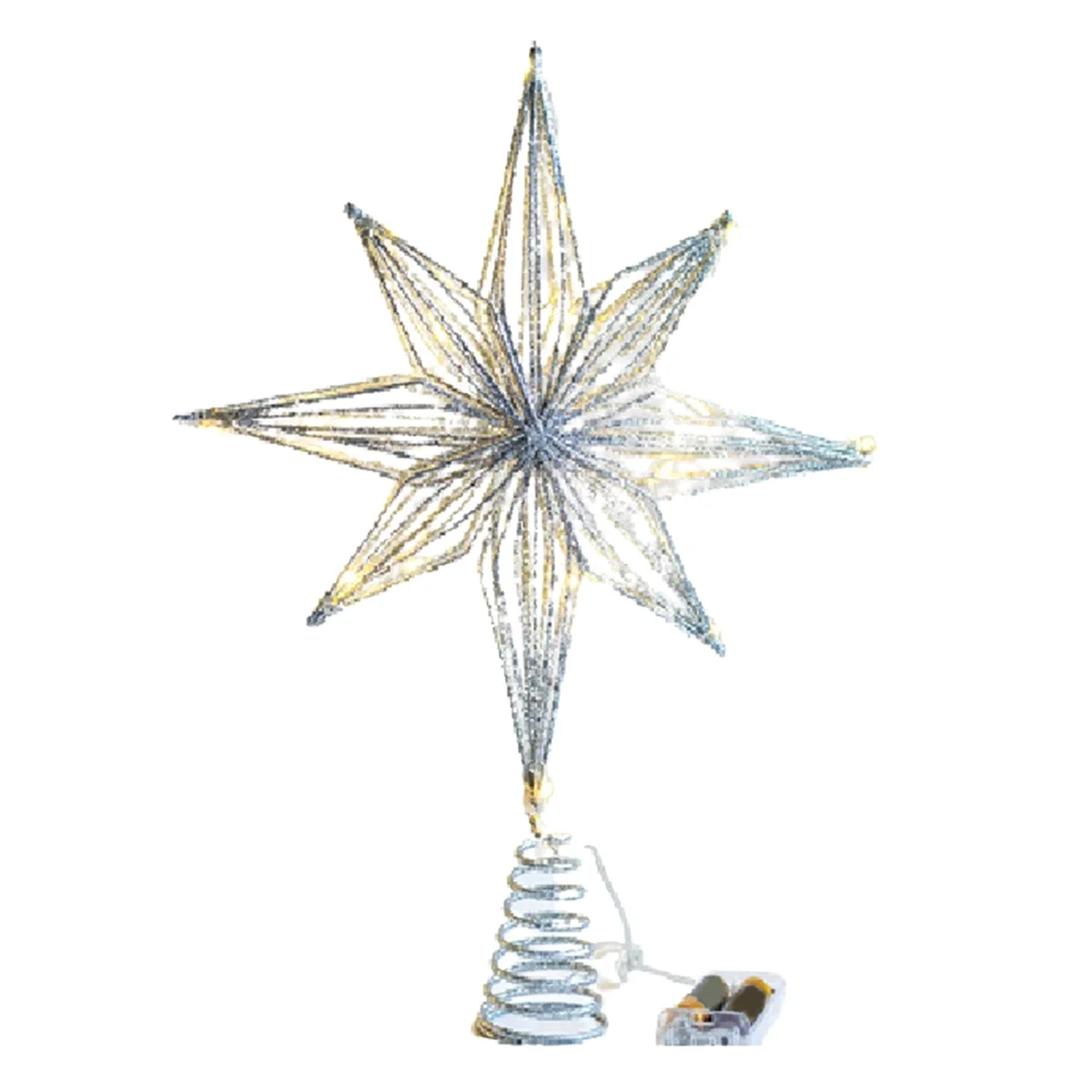 

Christmas Tree Toppers Star LED Lamp Home Christmas Decorations for Tree Ornaments Eight-Pointed Star Tree Light,Silver