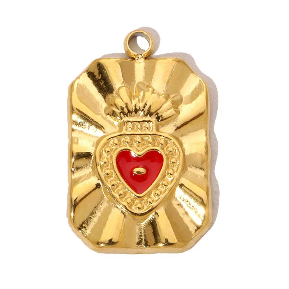3pcs/lot 14K Gold Plated Smile Face Stainless Steel DIY Charm Necklace Tredny Goblet Pizza Good Luck Heart Pendant Woman Jewelry view 4