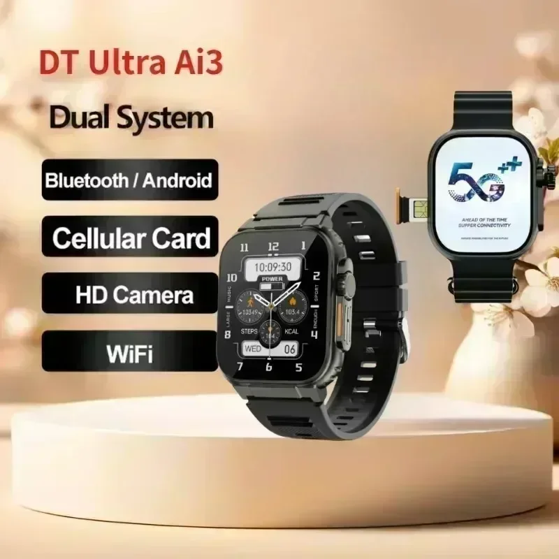 

Умные часы Ultra Ai3 256 ГБ4G с SIM-картой, Android 2,2 дюйма, 448*528, Amoled-экран, мониторинг здоровья 180 ° Вращающаяся камера