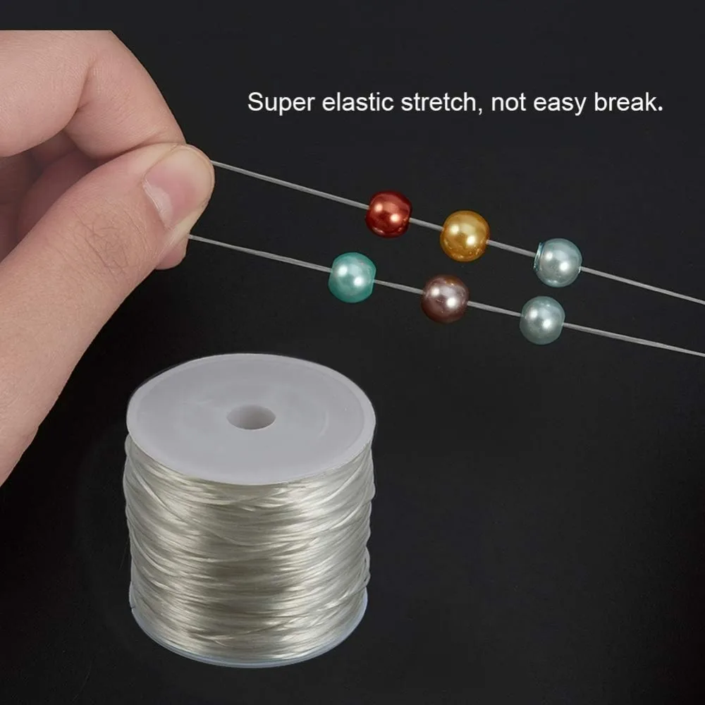 About 65 Yards Japanese Crystal Elastic Stretch Thread 0.8mm Polyester String Cord Crafting DIY Thread for Bracelets Making Kit