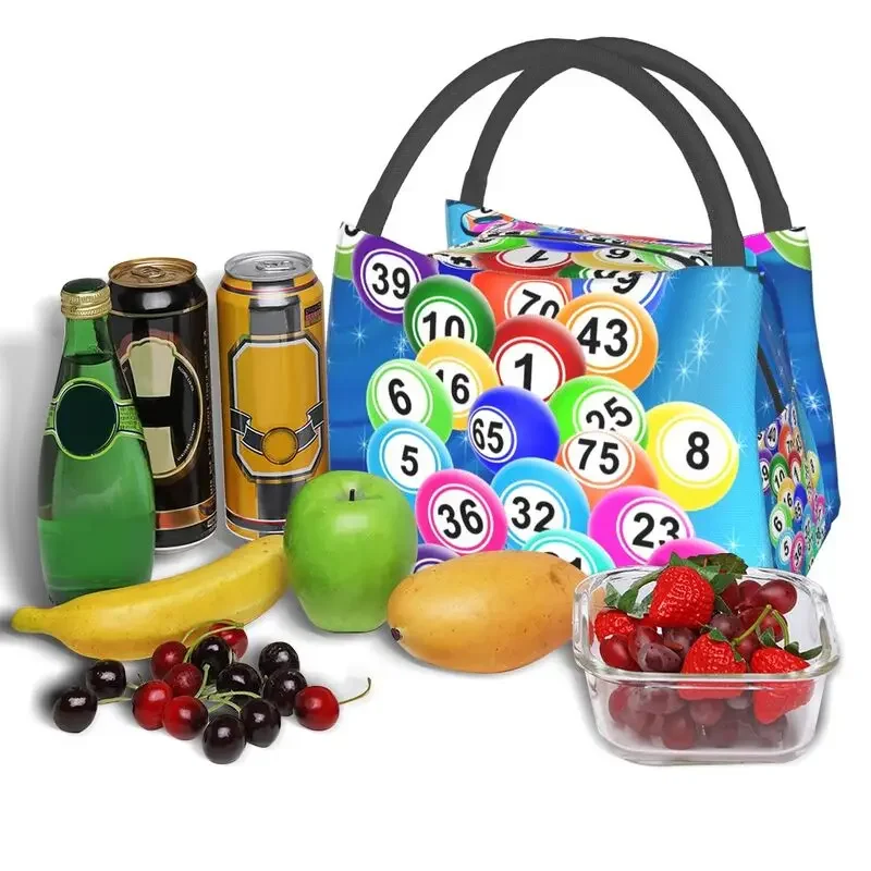 Bingo Balls Insulated Lunch Bag for Women Portable Paper Game Thermal Cooler Lunch Tote Office Picnic Travel lunchbag