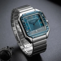 Montre-bracelet à quartz carrée bleue pour homme, montre d'affaires, marque supérieure, sur mesure, luxe, date automatique, zones bre, mode, 2024