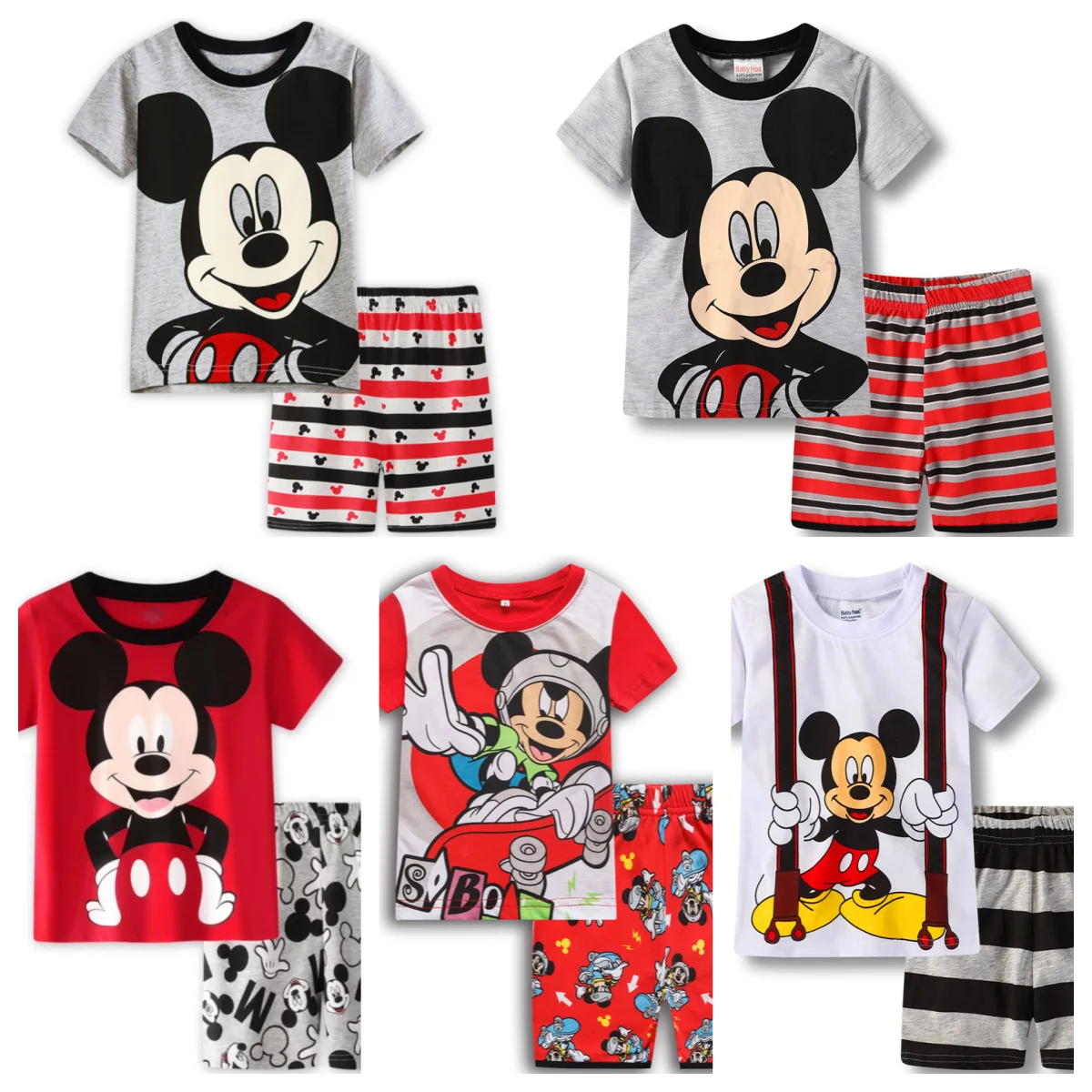 Hot Short sleeved Pajama and pajama suit Mickey Anniversary kids Sleepwear Cotton Nightwear Clothes Pajamas Sets Gift