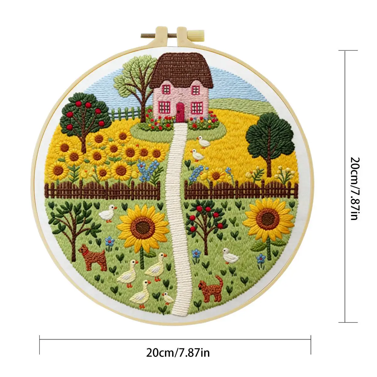 1 Stück 20X20CM/15X15CM 7,87/6,3 Zoll Sonnenblumen-Stickerei-Starter-Kit DIY-Kit DIY-Stickerei-Set Handarbeiten Heimdekoration – Detail 3
