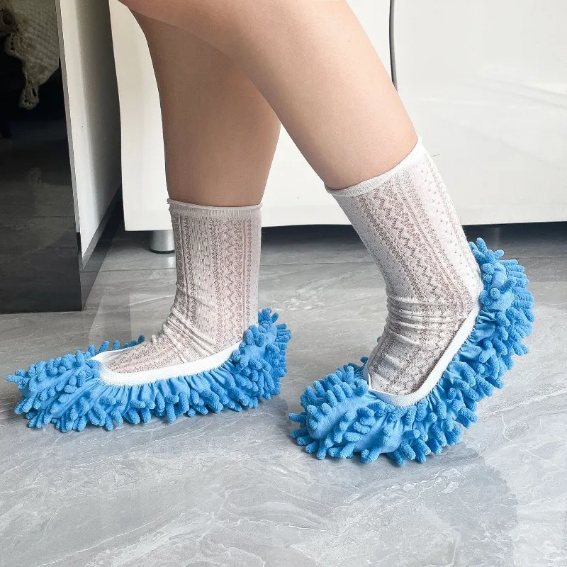Chenille Shoe Covers Solid Color Lazy Cleaning Slippers Floor-Cleaning Slip-On Shoe Covers