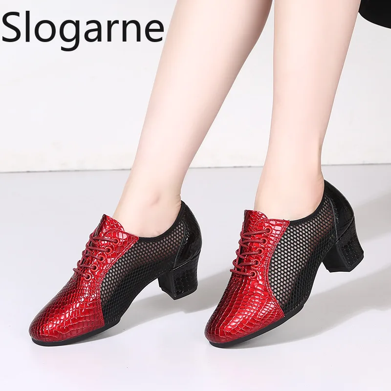 2026 New Professional Dance Shoes Women Jazz Latin Shoes Ladies Middle Heel Soft Sole Ballroom Modern Dance Sneakers Party Pumps