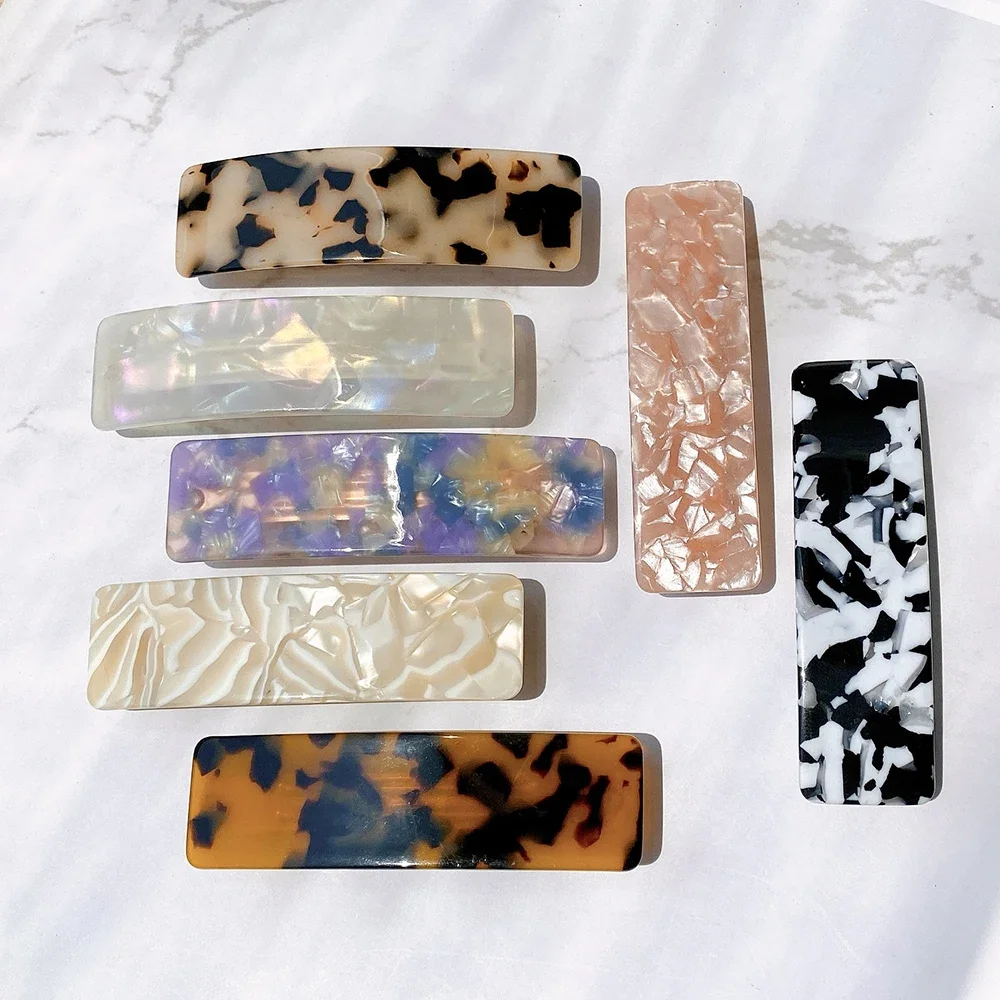 Fashion Leopard Marble Acetate Hairgrips Barrettes Geometric Hair Barrettes Clip Women Glitter for Girl Hairpin Hair Accessories