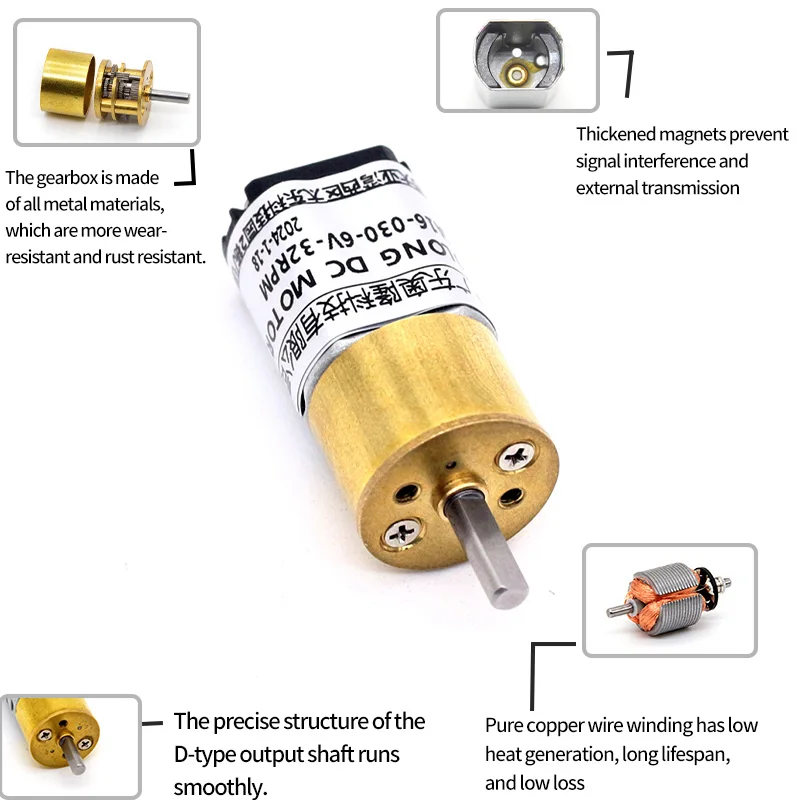 AOLONG JGA16-030 26-800RPM Micro DC motor with metal gears brushed dc micro motor