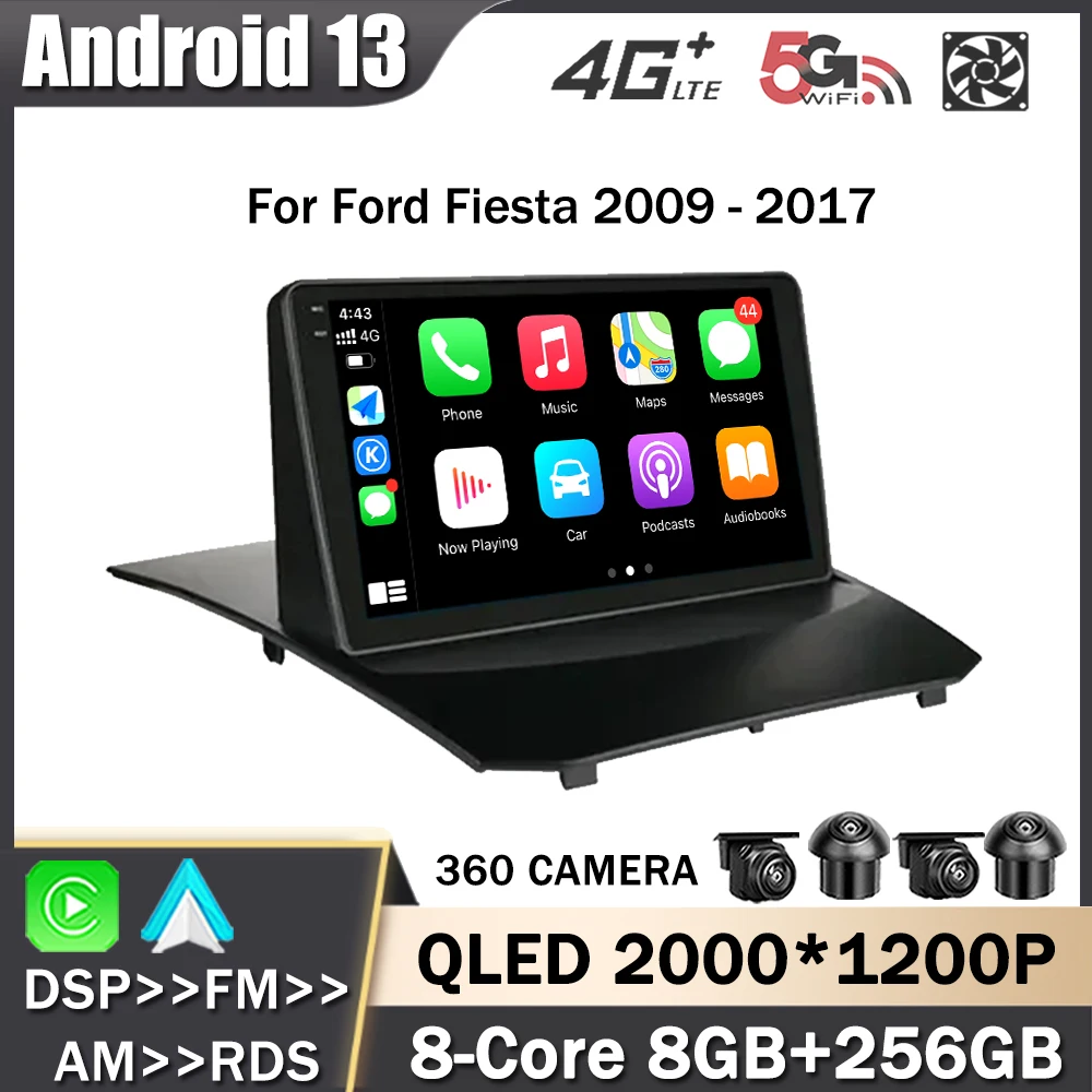 

for Ford Fiesta 2009 - 2017 9 Inc Android 13 Car Radio Multimedia Stereo Player Navigation GPS Carplay NO DVD Bluetooth 4G WIFI